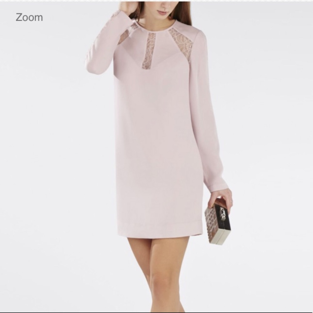 Pale pink bcbg dress size large, lace detail